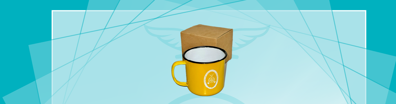 CANECA RETRO AMARELA METÁLICA