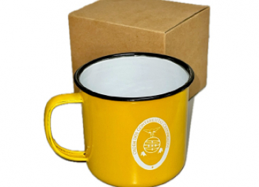 CANECA RETRO AMARELA METÁLICA
